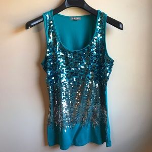 Roz & Ali Sequined Blue Tank